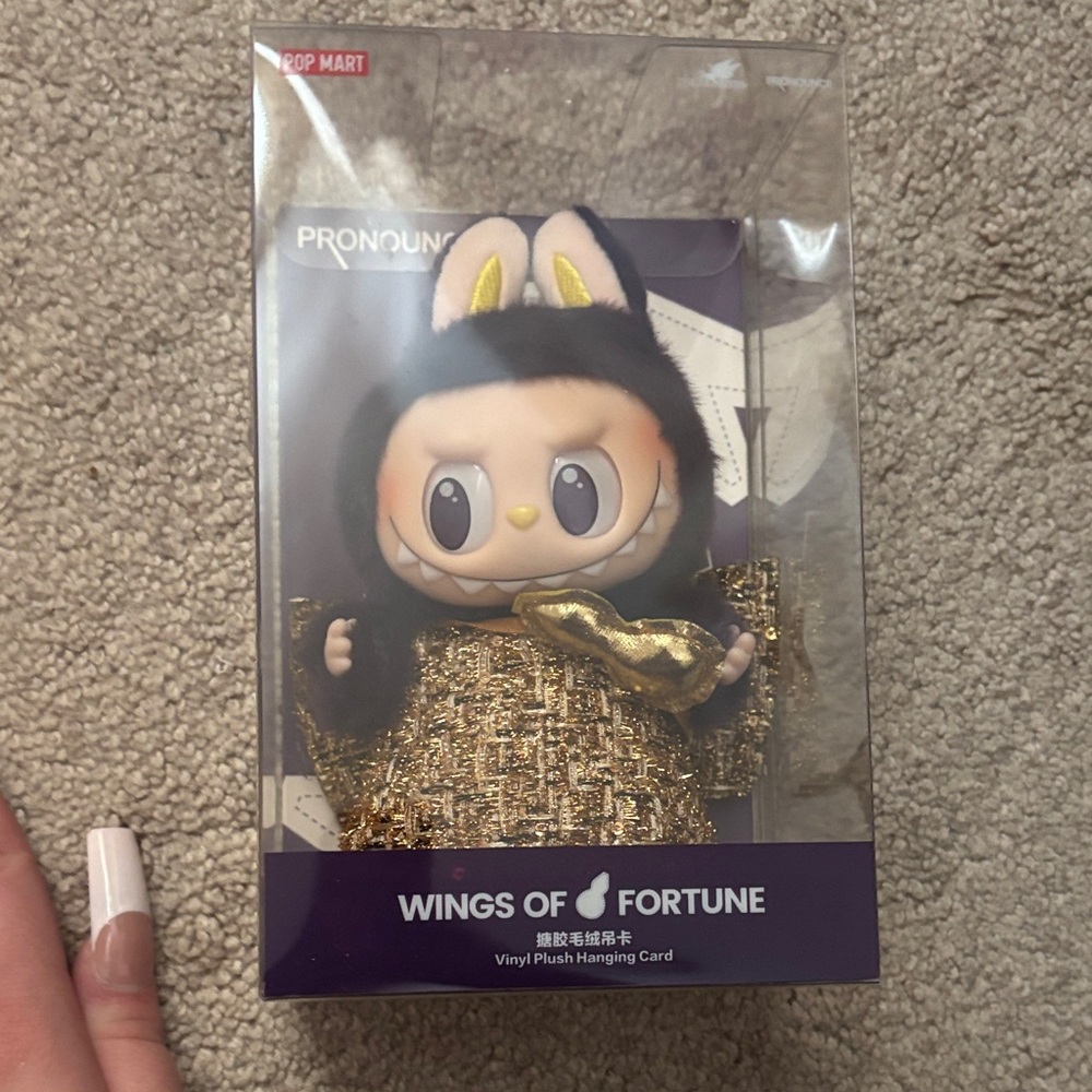 Labubu Wings of Fortune Plush Keychain - Black & Gold